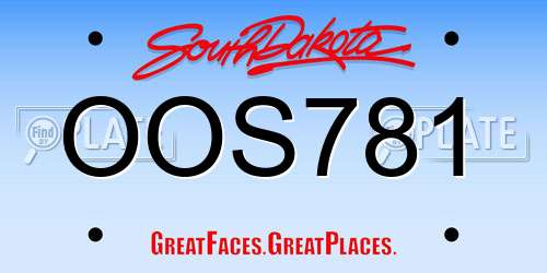 OOS781 South Dakota License Plate