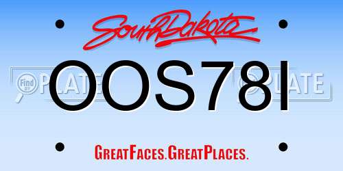 OOS78I South Dakota License Plate