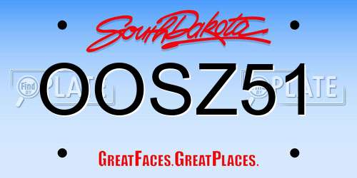OOSZ51 South Dakota License Plate