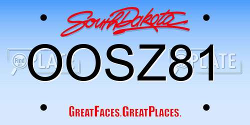 OOSZ81 South Dakota License Plate