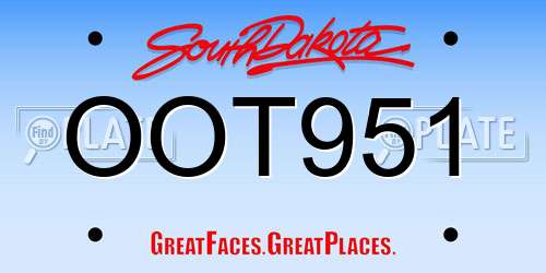 OOT951 South Dakota License Plate