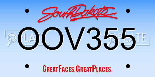 OOV355 South Dakota License Plate