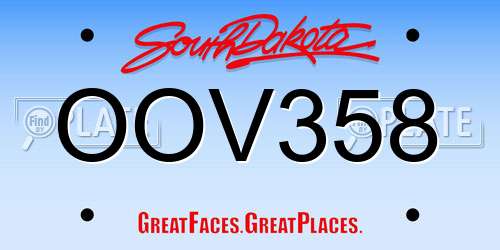 OOV358 South Dakota License Plate
