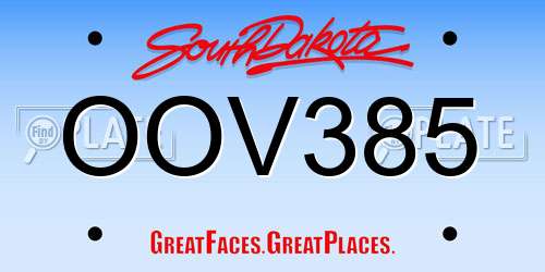 OOV385 South Dakota License Plate
