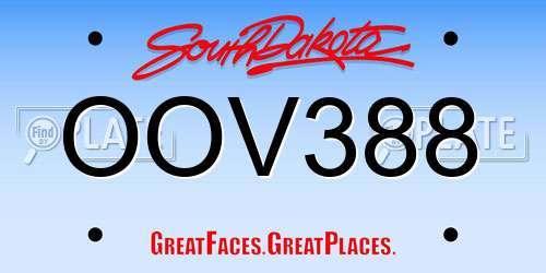 OOV388 South Dakota License Plate