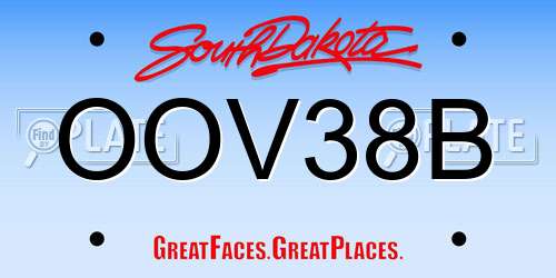 OOV38B South Dakota License Plate