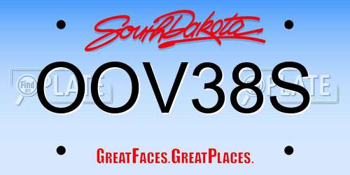OOV38S South Dakota License Plate