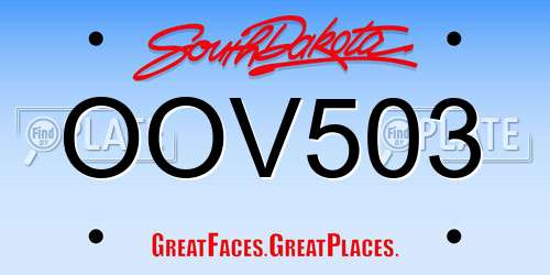 OOV503 South Dakota License Plate