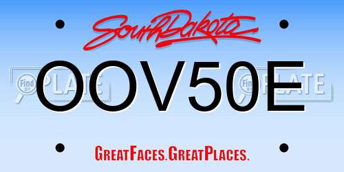 OOV50E South Dakota License Plate