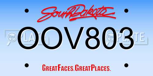 OOV803 South Dakota License Plate