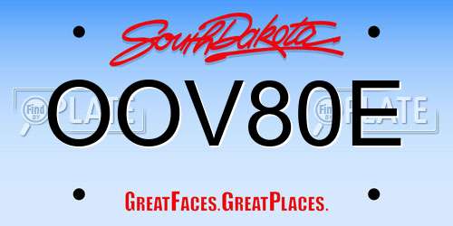 OOV80E South Dakota License Plate