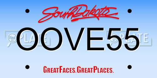 OOVE55 South Dakota License Plate
