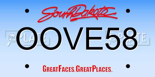OOVE58 South Dakota License Plate