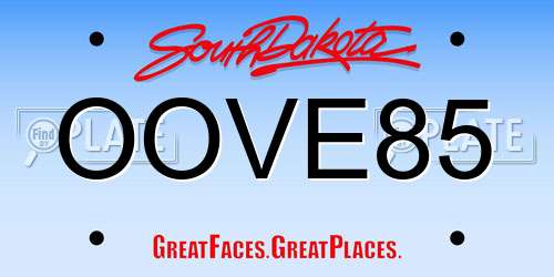 OOVE85 South Dakota License Plate