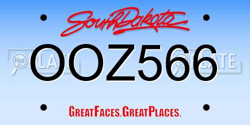 OOZ566 South Dakota License Plate