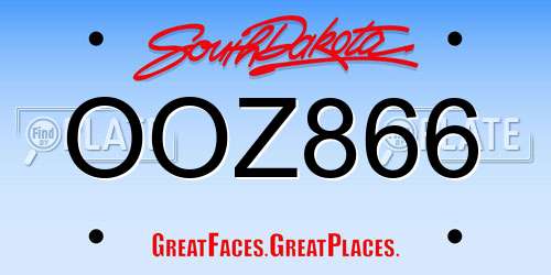 OOZ866 South Dakota License Plate