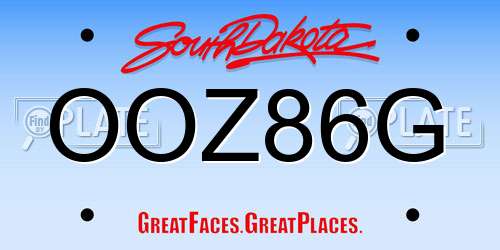OOZ86G South Dakota License Plate