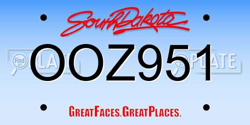 OOZ951 South Dakota License Plate
