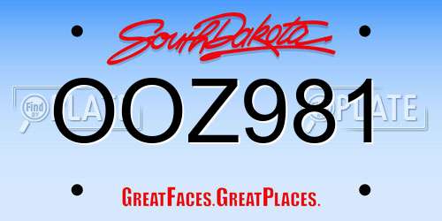 OOZ981 South Dakota License Plate