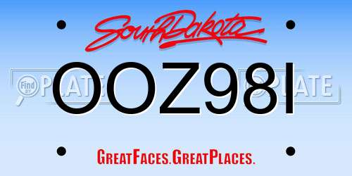 OOZ98I South Dakota License Plate