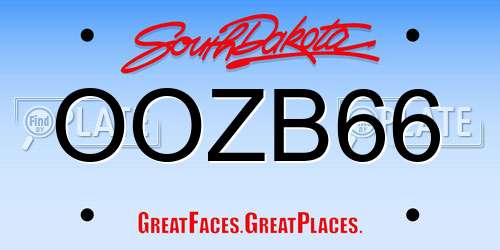 OOZB66 South Dakota License Plate