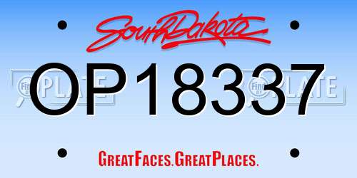 OP18337 South Dakota License Plate