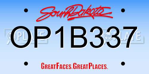 OP1B337 South Dakota License Plate