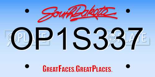 OP1S337 South Dakota License Plate