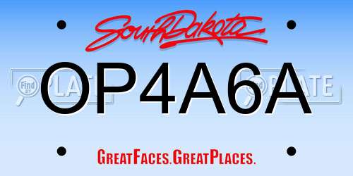 OP4A6A South Dakota License Plate