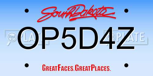 OP5D4Z South Dakota License Plate
