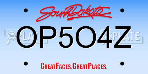 OP5O4Z South Dakota License Plate