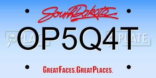 OP5Q4T South Dakota License Plate
