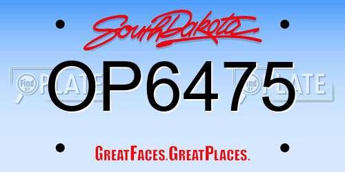 OP6475 South Dakota License Plate