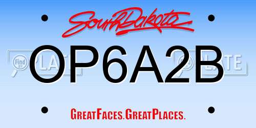 OP6A2B South Dakota License Plate