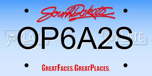OP6A2S South Dakota License Plate