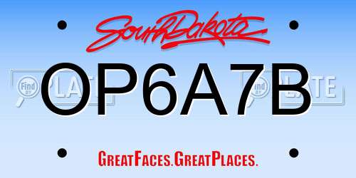 OP6A7B South Dakota License Plate