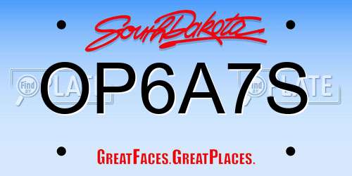 OP6A7S South Dakota License Plate