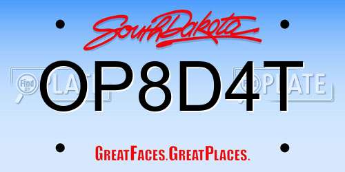 OP8D4T South Dakota License Plate