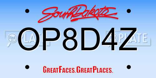 OP8D4Z South Dakota License Plate