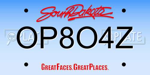 OP8O4Z South Dakota License Plate