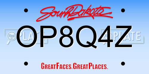 OP8Q4Z South Dakota License Plate