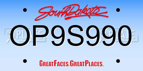 OP9S990 South Dakota License Plate