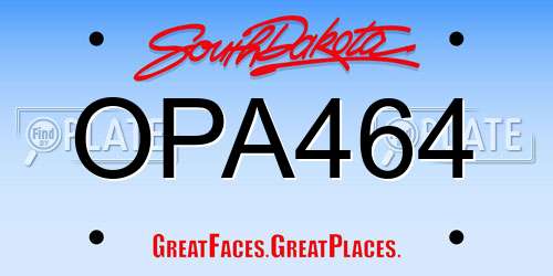 OPA464 South Dakota License Plate