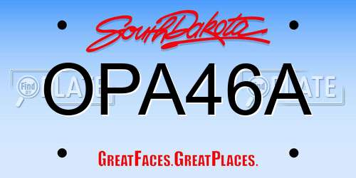 OPA46A South Dakota License Plate