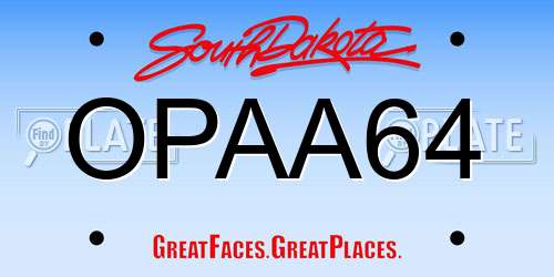 OPAA64 South Dakota License Plate