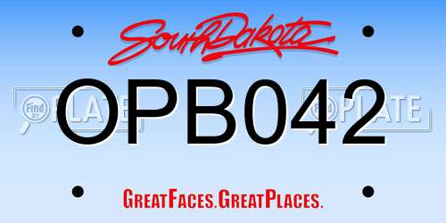 OPB042 South Dakota License Plate