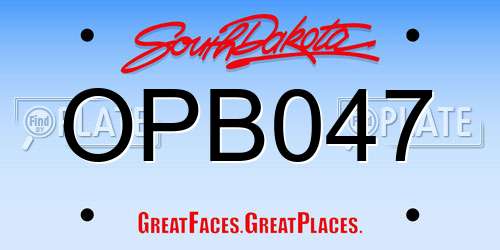 OPB047 South Dakota License Plate