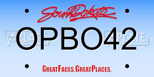 OPBO42 South Dakota License Plate
