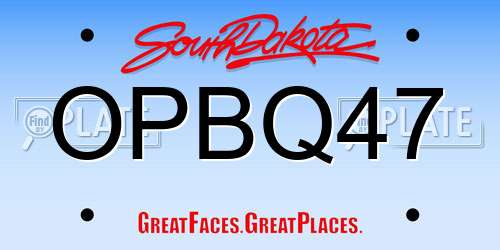 OPBQ47 South Dakota License Plate