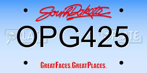 OPG425 South Dakota License Plate
